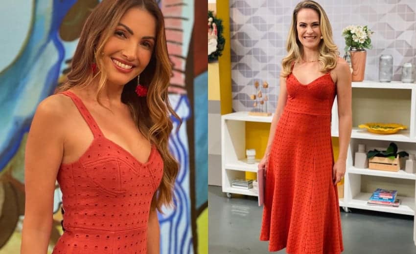 Patrícia Poeta e apresentadora da Gazeta surgem com o mesmo vestido na TV