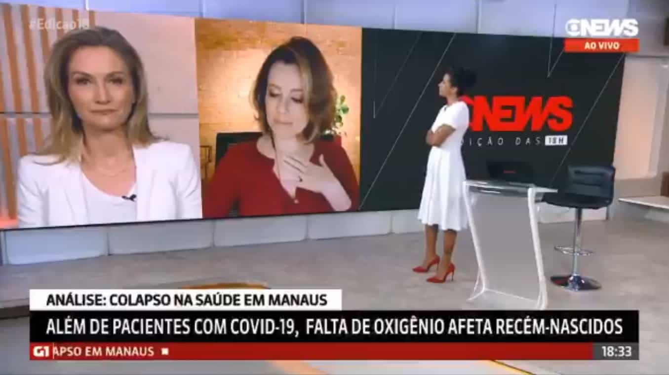 Natuza Nery não segura o choro na GloboNews por crise em Manaus