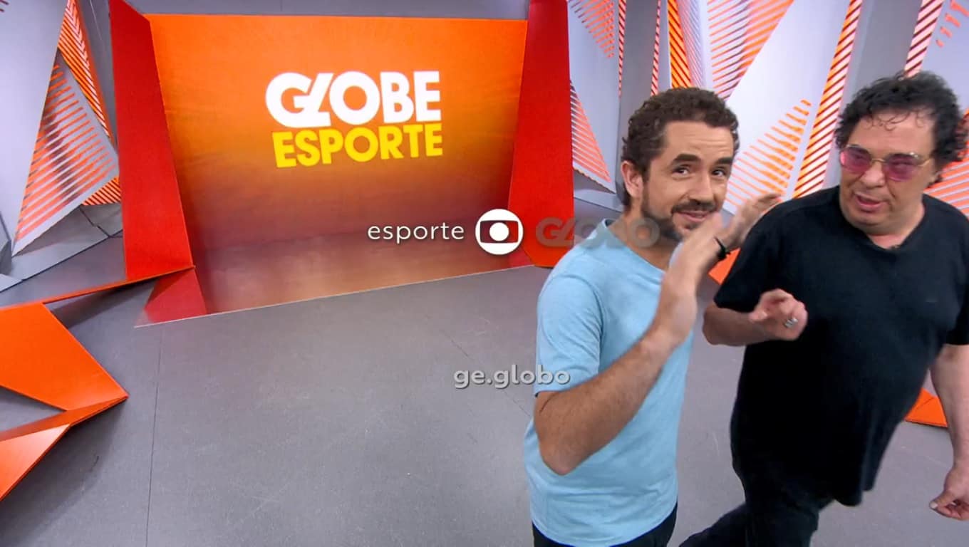 Felipe Andreoli brinca com Alana da “Globe” e troca nome do Globo Esporte