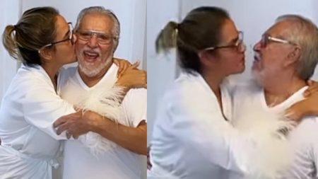 Após vencer a Covid, Carlos Alberto de Nóbrega ganha homenagem surpresa da esposa