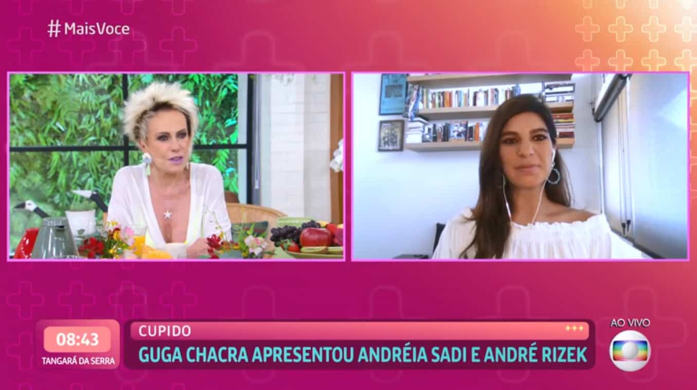 Ana Maria Braga apressa entrevista com Andréia Sadi, que pode dar à luz a qualquer momento