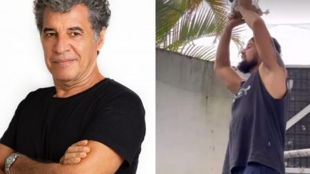 Rafael Cardoso surpreende ao surgir jogando encomenda de Paulo Betti pelo muro