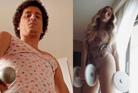 Rafael Portugal ousa ao imitar foto de Carla Diaz e detalhe impressiona