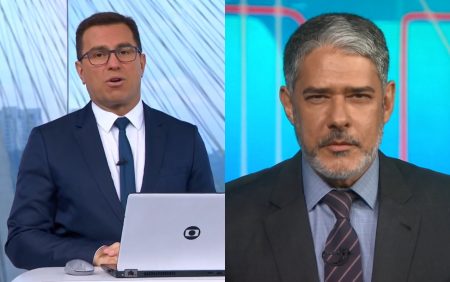 Ao vivo, Rodrigo Bocardi cita Bonner de barba e brinca com colega ao vivo