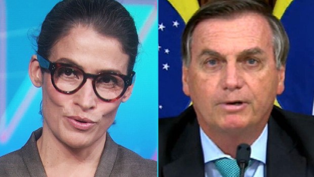 Renata Vasconcellos e Jair Bolsonaro
