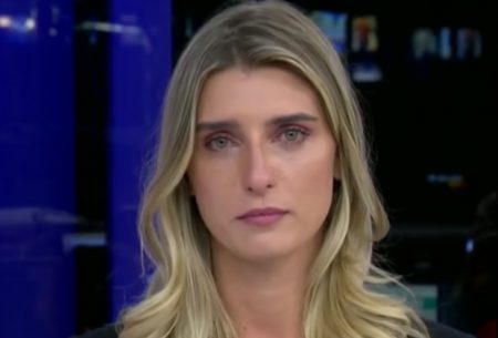 Apresentadora da Band se emociona ao entrevistar pai sobrevivente de tragédia