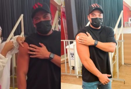 Wesley Safadão treme ao receber vacina contra a Covid-19