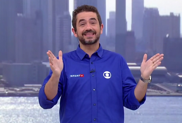 Felipe Andreoli comete gafe e chama atleta de Ingrid Guimarães ao vivo na Globo