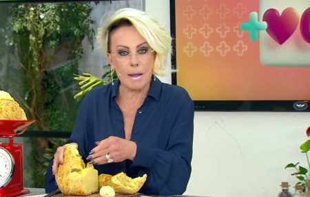 Ana Maria Braga é surpreendida com patada de repórter e cai na gargalhada
