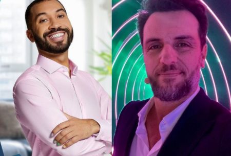 Gil do Vigor ganha beijo de Rodrigo Lombardi nos bastidores do The Masked Singer