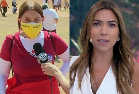 Mulher pede #ForaBolsonaroGenocida e surpreende Patrícia Abravanel, casada com ministro bolsonarista
