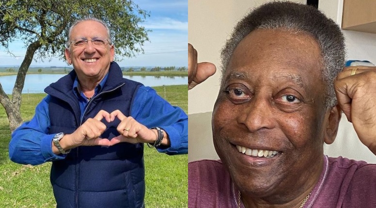 Galvão Bueno celebra alta de Pelé na UTI, posta foto do rei e emociona a web