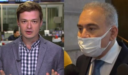 Correspondente da Globo reage ao ver gesto obsceno de ministro da Saúde