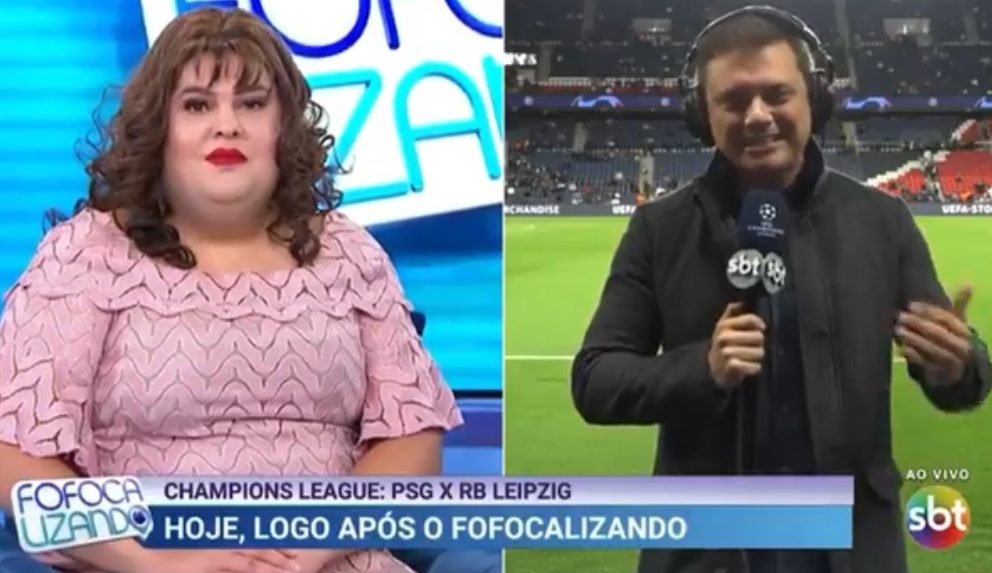 Programa de fofocas faz cobertura de Futebol no SBT e apresentadores ficam perdidos