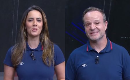 Rubens Barrichello se atrapalha e chama Paloma Tocci de “bombom” na Band