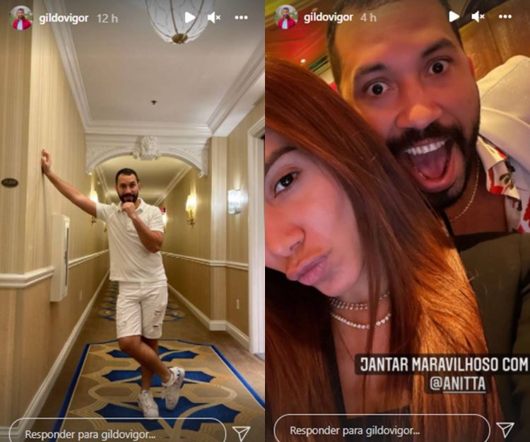 Gil do Vigor encontra Anitta em Las Vegas e comemora