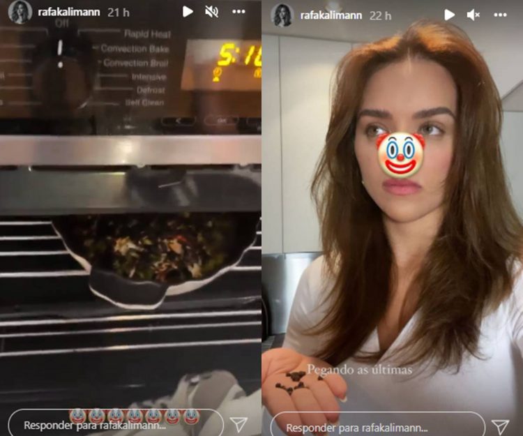 Rafa Kalimann se atrapalha na cozinha e queima comida