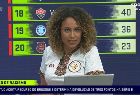 Apresentadora do SporTV protesta contra racismo e usa camisa de organização