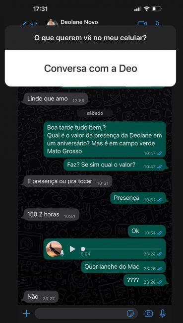 Vaza suposto valor cobrado por Deolane Bezerra para participar de evento