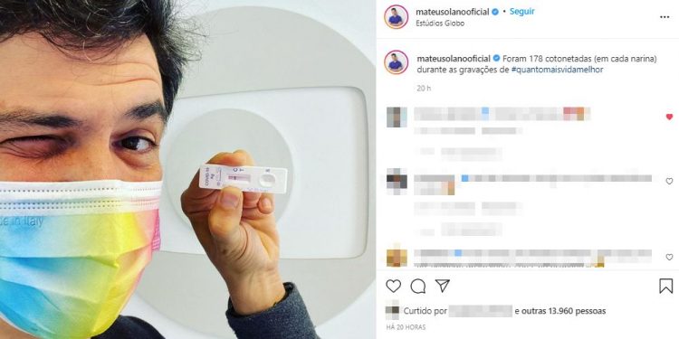 Mateus Solano choca ao mostrar quantidade de testes de Covid para gravar novela da Globo