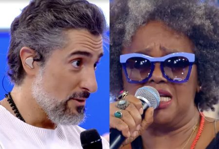 Marcos Mion faz Sandra de Sá chorar com atitude no Caldeirão e acaba emocionado