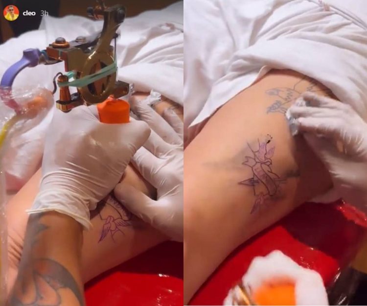 Cleo faz tatuagem em homenagem ao marido