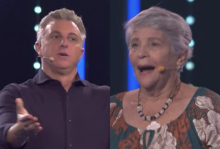 Luciano Huck fica sem graça com palavrões de idosa no Domingão e reage