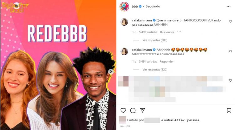 Rafa Kalimann comemora após ser escolhida para o Rede BBB