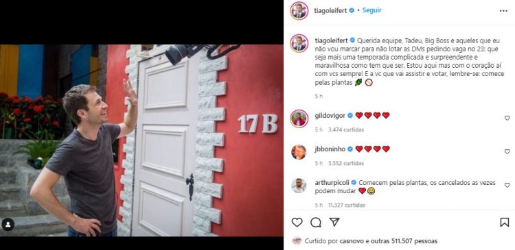 Tiago Leifert fala do BBB 2022 e manda recado para Boninho e Tadeu Schmidt