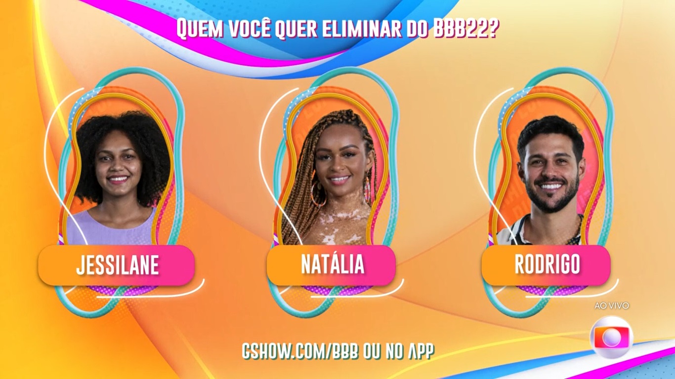 Enquete BBB 2022: Quem vai sair? Rodrigo, Natália ou Jessilane? Vote e veja parcial
