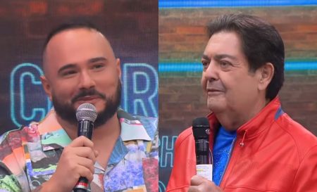 Na Band, Ed Gama usa tênis com rosto de Faustão e se declara ao apresentador