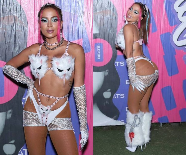 Anitta usa look de gatinha para show no Rio