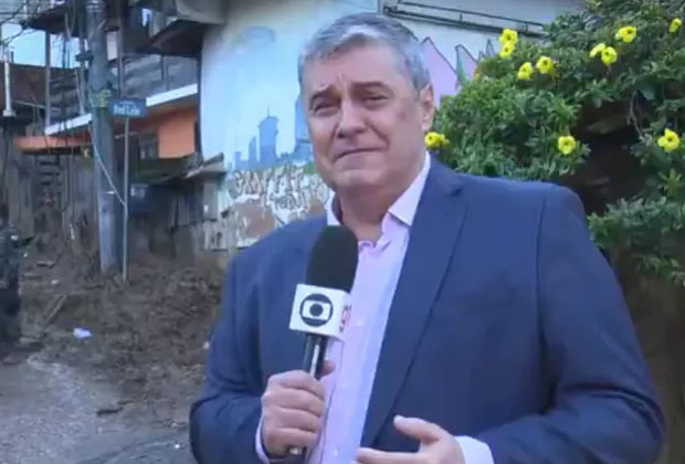 Apresentador da Globo chora ao cobrir tragédia direto de Petrópolis
