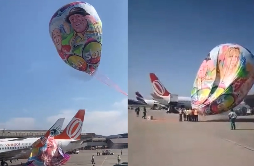 Balão do SBT cai em aviões e paralisa aeroporto de Guarulhos