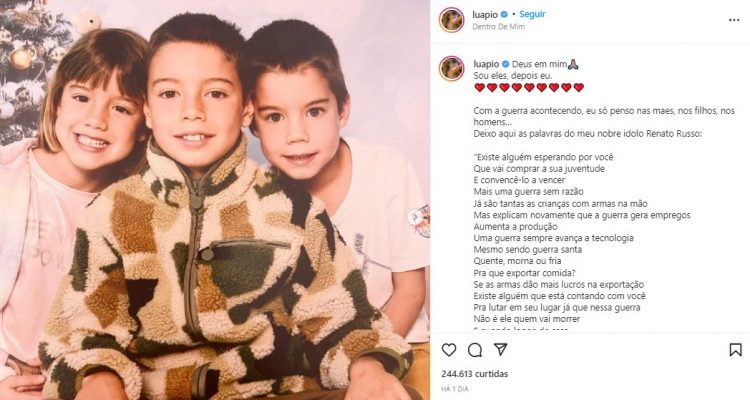 Luana Piovani posta foto dos filhos e mostra semelhança com Pedro Scooby