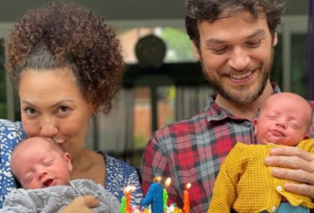 Fabiula Nascimento e Emílio Dantas celebram dois meses dos filhos gêmeos