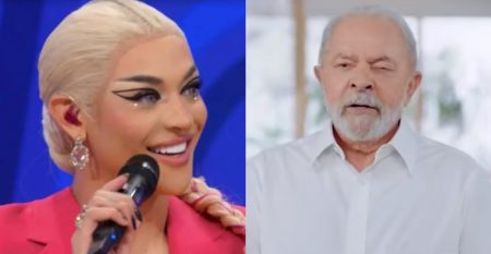 Pabllo Vittar protesta com bandeira de Lula no Lollapalooza