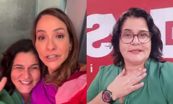Maria Beltrão recebe a visita de Bianka Carvalho e reage eufórica
