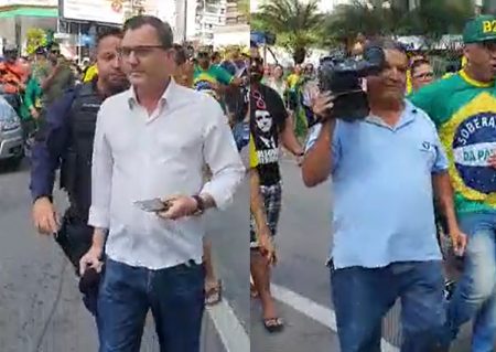 Equipe da Record é expulsa de protesto por bolsonaristas sob vaias