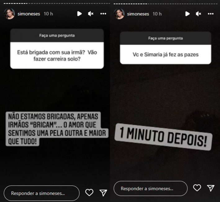 Simone se pronuncia após discussão com Simaria