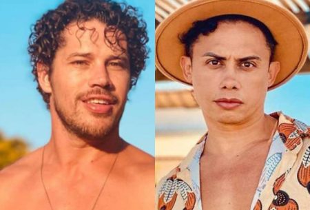 José Loreto e Silvero Pereira trocam carinhos em rio nos bastidores de Pantanal