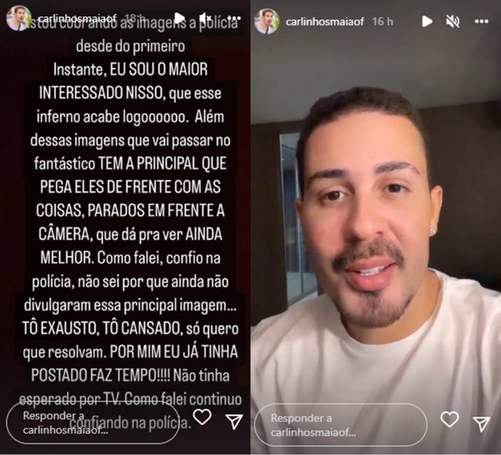 Carlinhos Maia desabafa com os fãs sobre o roubo em seu apartamento