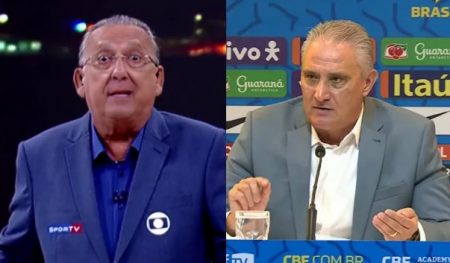 Na Globo, Galvão Bueno alfineta Tite por não colocar palmeirense em jogo