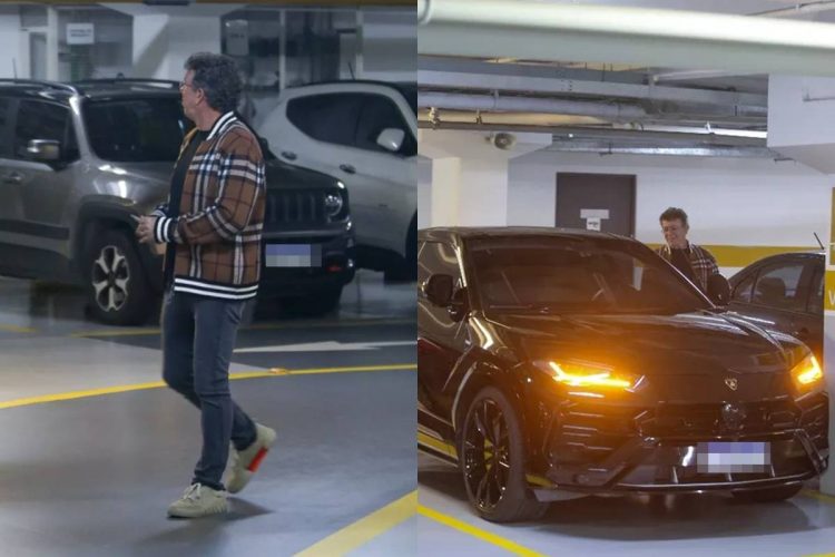 Boninho veste jaqueta de R$ 5 mil para passear e shopping; diretor estacionou Lamborghini no local