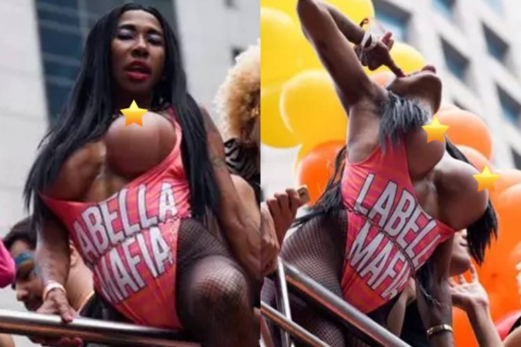 Inês Brasil mostra os seios durante parada LGBTQIA+ em São Paulo
