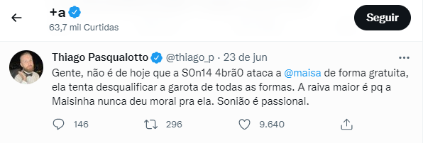 Maisa rebate Sonia Abrão ao curtir comentário no Twitter