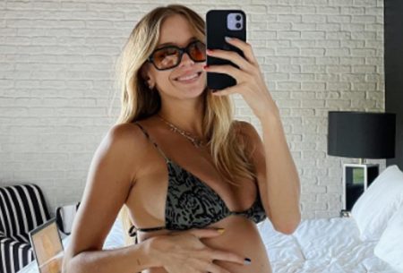 Isabella Scherer impressiona com barrigão de gêmeos: “Nem 7 meses”