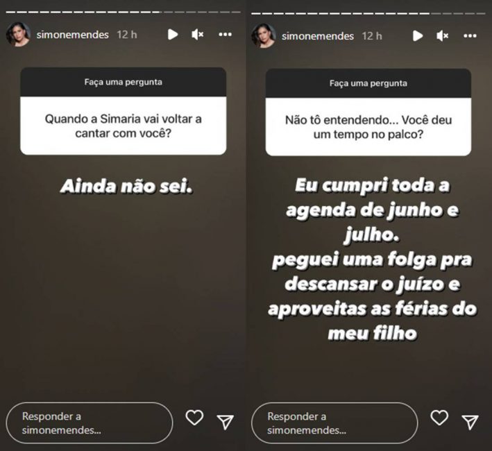 Simone fala sobre possível retorno aos palcos com Simaria