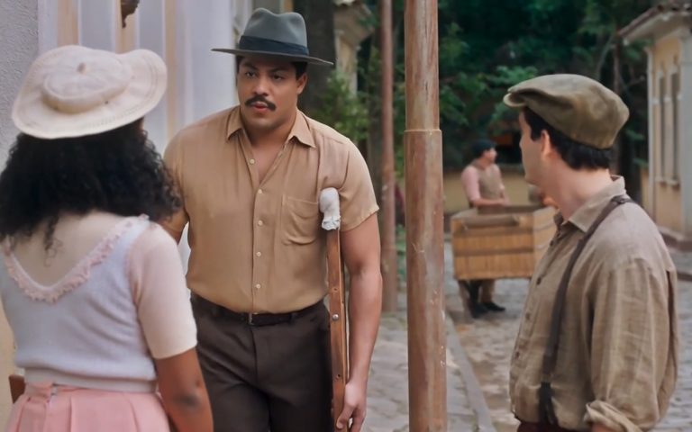 Letícia (Larissa Nunes), Bento (Matheus Dias) e Lorenzo (Guilherme Prates) em Além da Ilusão