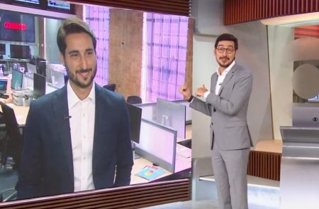 Nilson Klava se emociona na GloboNews ao ver Murilo Salviano como correspondente em Londres